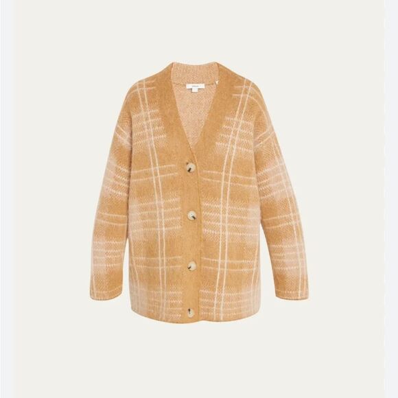 Vince Brushed Plaid Alpaca-Wool Cardigan XS/S $525 NWT - Picture 9 of 9